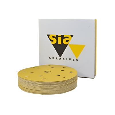 Наждачная бумага SIA Р100 в кругах  siagold D=150мм, 15 отв. ЖЕЛТАЯ